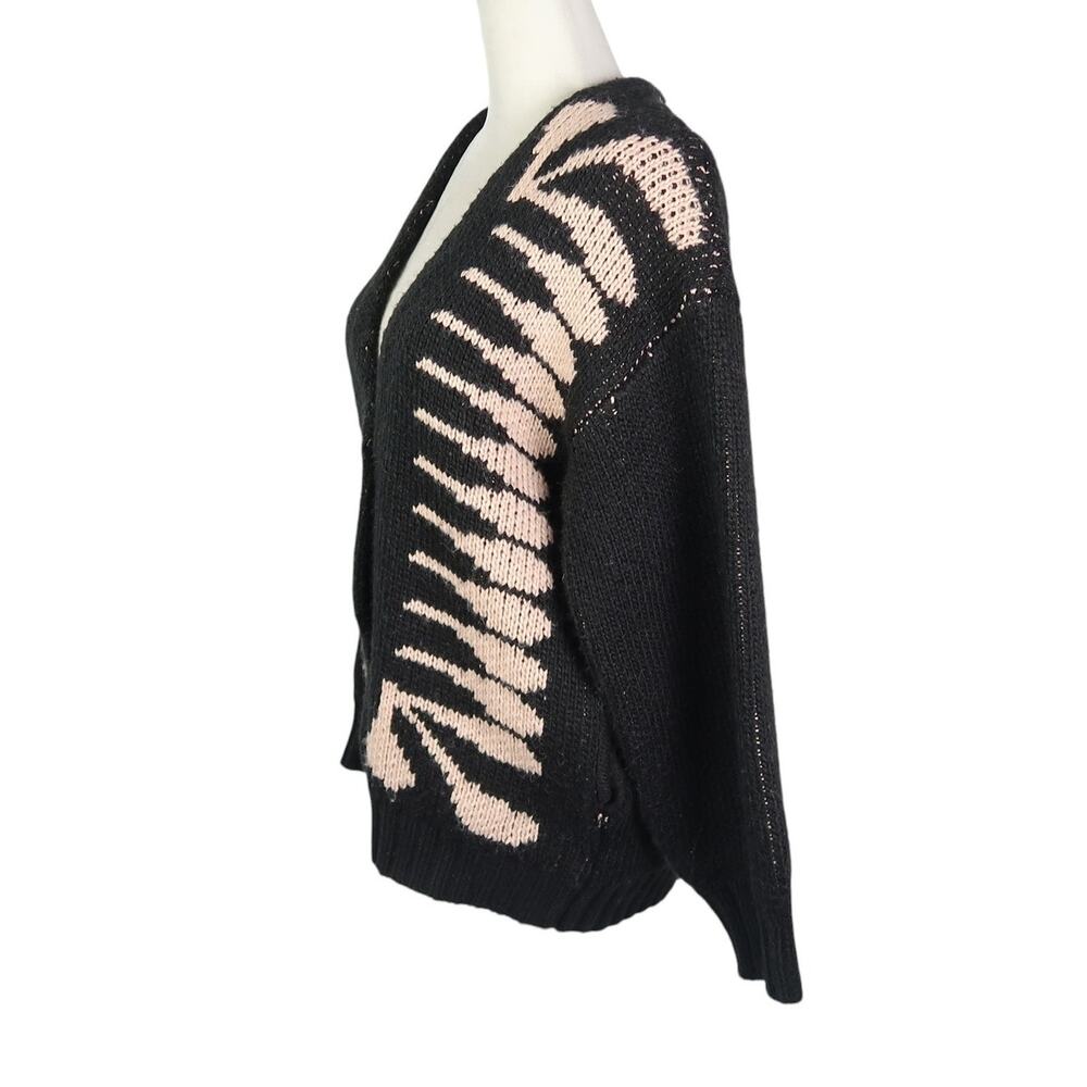 Obey Ama Skeleton Graphic Black and Cream Cardigan Sweater XS - Picture 4 of 7